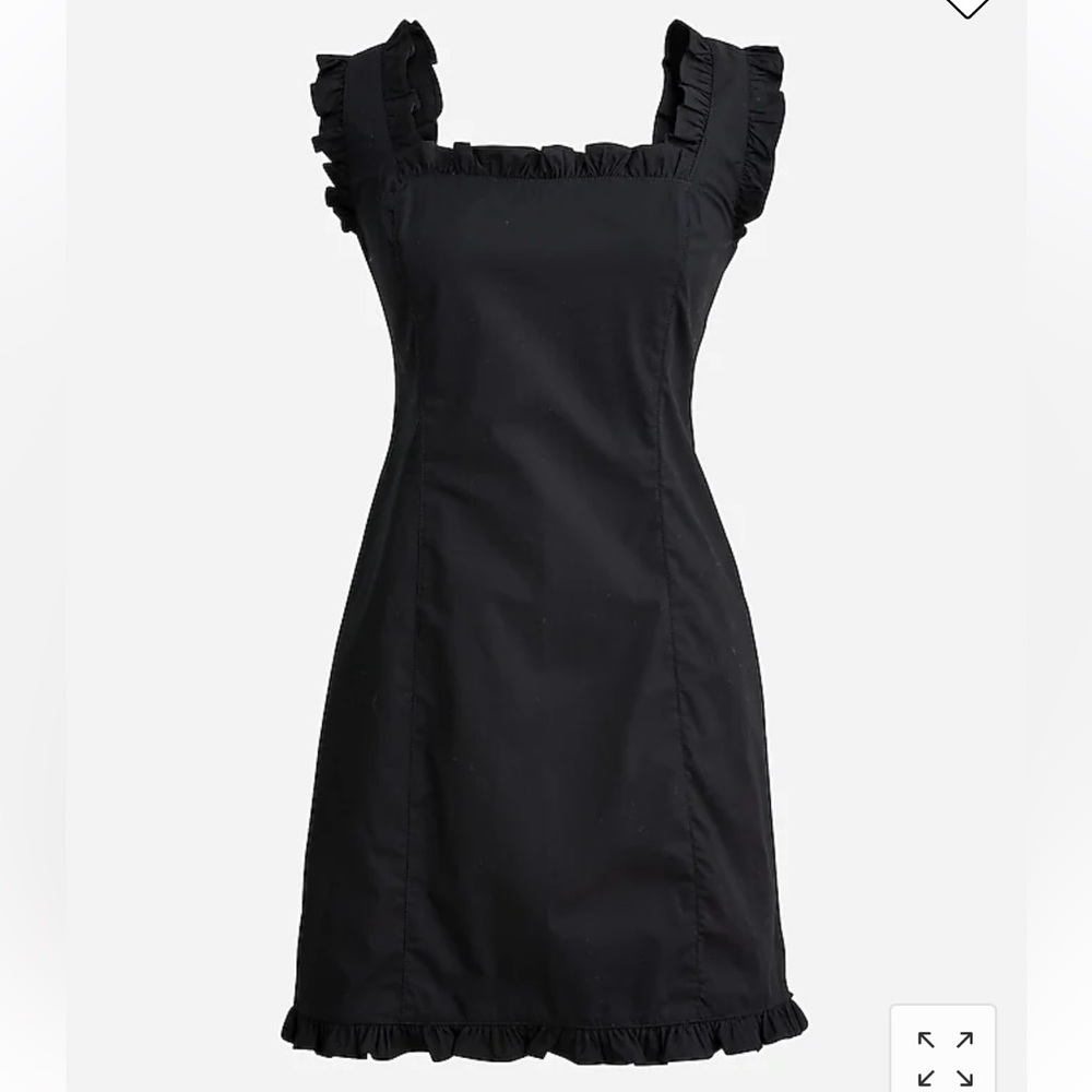 Ruffle-trim mini dress in stretch cotton poplin